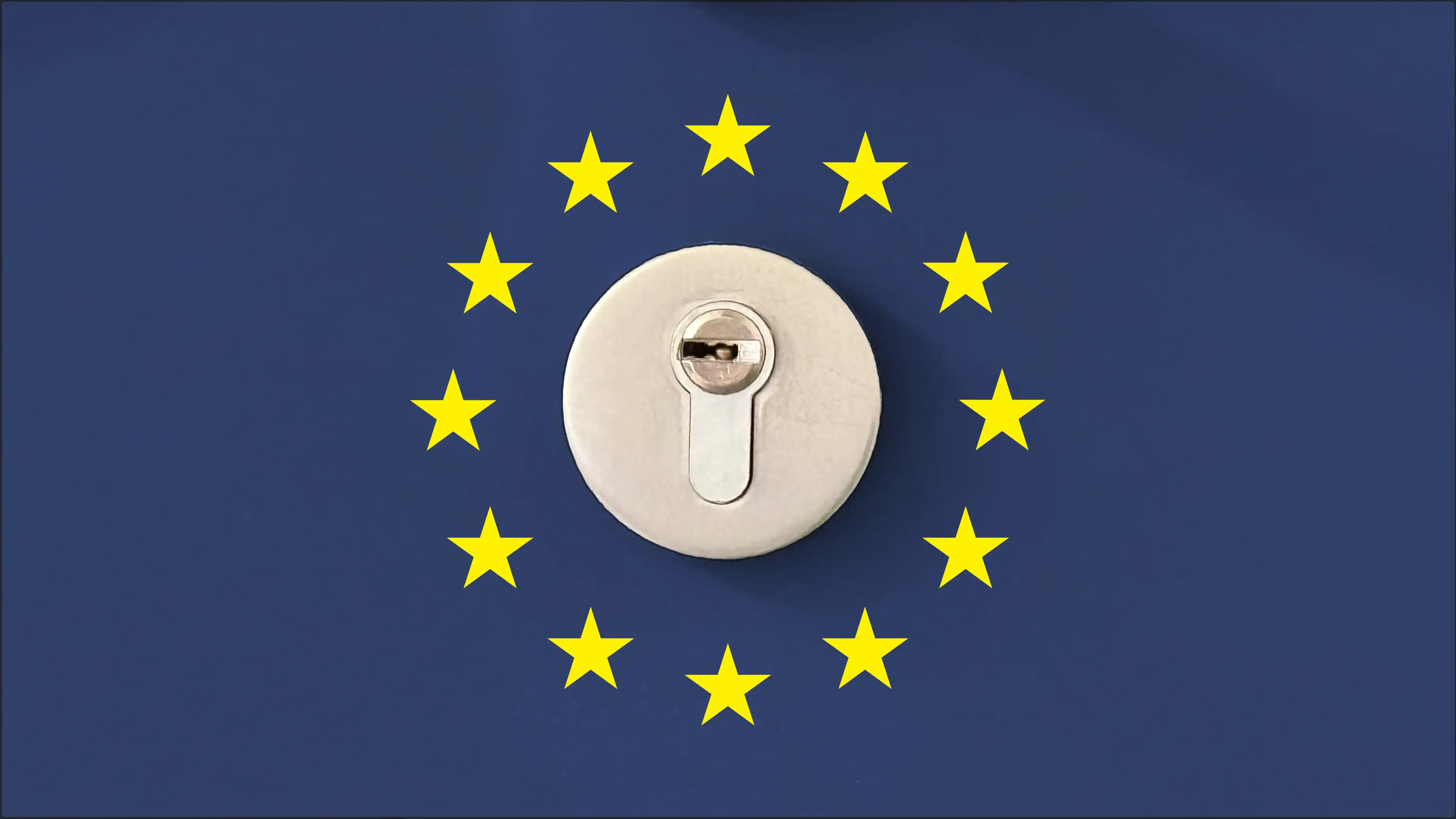 A lock surrounded by the stars in the european union flag