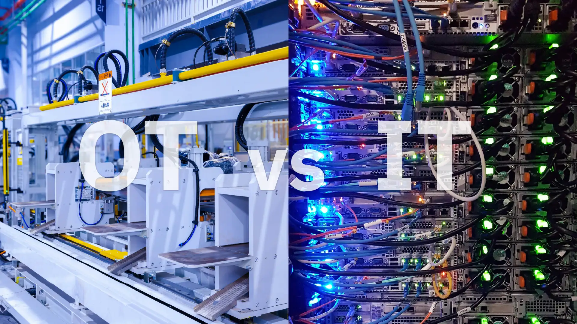 Comparación de un entorno industrial versus un armario de servidores